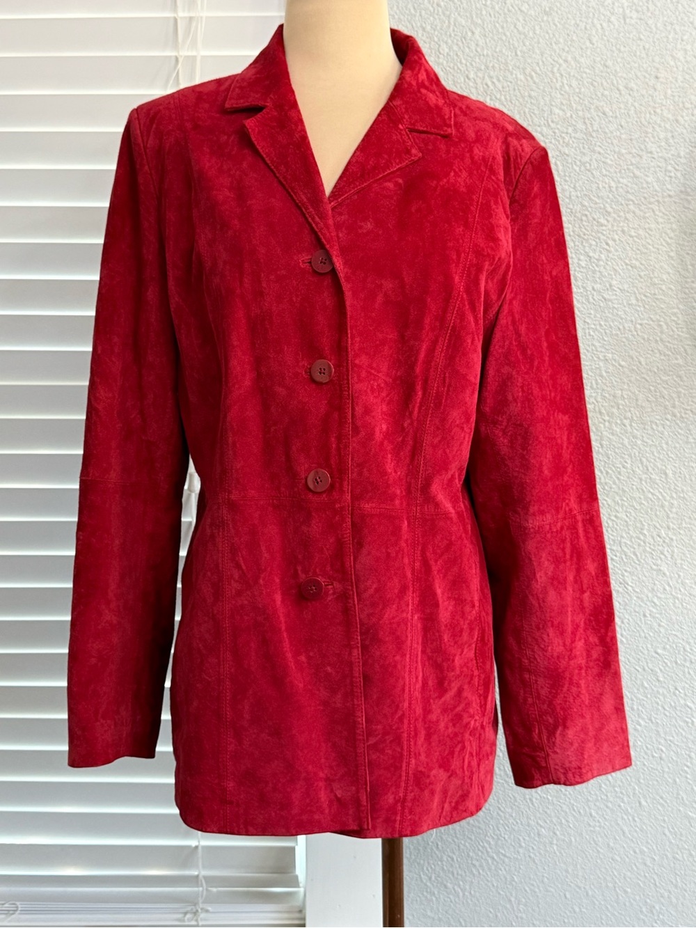 Vintage Pursuits Ltd Red Suede Leather Jacket Blazer Size Large